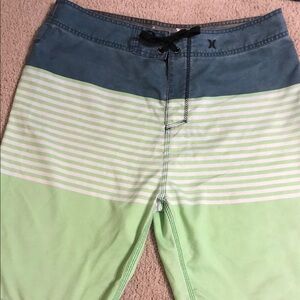 Hurley Green and Blue Board Shorts Modern Swimwear